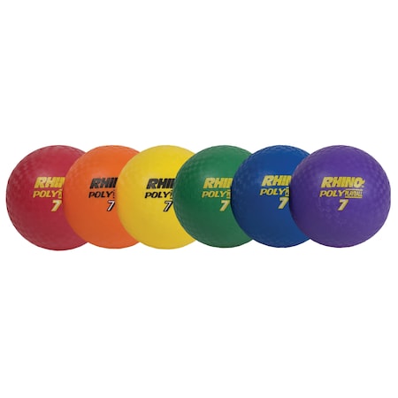 Champion Sports Rhino Poly 7 Playground Ball Set, Assorted Colors, PK6 PX7SET